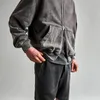 Mens Hoodies Sweatshirts High Street Retro Washed Dirty Cut Zip Hooded Sweatshirtsr Jacket Män och kvinnor tomma Harajuku överdimensionerade Casual 231129