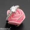 Anneaux de mariage Hermosa femmes Zircon 1 paire fiançailles anniversaire bijoux bague de mariée taille 7 # 8 #