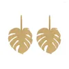 Hoop Earrings Gorgeous Gold Color Plating Monstera Palm Gree Leaf Charm Drop For Women Girl Elegant Casual Chic Modern Jewelry