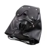 Jouets pour adultes Punk Sexy Adulte Jeu Hommes Noir PU En Cuir Tête Bondage Hood Masque Zipper Bouche Ouverte Masques De Mode Cosplay Party Gay Costume 231128