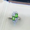 Cluster Rings KJJEAXCMY Fine Boutique 925 Silver Jewelry Natural Gem Diopside Ladies Women's Ring Missgirl Female