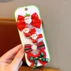 헤어 액세서리 5pcs/set red bow 크리스마스 클립을위한 귀여운 곰 눈사람 꽃 핀 바렛 아이 크리스마스