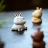 Teaware Handmade Sculpture Crafts Creative Purple Clay Fingertip Tea Pets Lovely Rabbit Statue Ornament Home Tea Set Decoration Art Gift