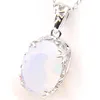 Luckyshine 1014mm cadeau de famille briller ovale blanc pierre de lune pierres précieuses colliers en argent pour les femmes pendentifs de charme pour la fête de mariage 268H