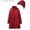 Manteau d'hiver détachable à capuche pour femme, parka, nouvelle collection 2023, doudoune bouffante, Portable, ultraléger, Long manteau en plumes, Chaqueta jer L231129