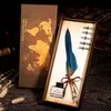 ZK20 European retro quill gift box set with ink sprinkled gold dipped quill creative