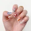 Unghie finte PC Short Colorful Almond Wearable Full Cover Nail Tips Artificiale staccabile Press On Women FashionFalse