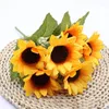 Bouquet de fleurs décoratives en soie artificielle, tournesols, pour centres de table de mariage, fausse fête d'automne, décor de jardin en marguerite pour salle à faire soi-même