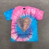 Men's T Shirts 22ss TOP Oversized Tie Dye Pink T-Shirt Men Women Quality Skull Print Short Sleeves Shirt Tops Tee