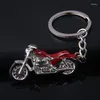 Porte-clés pendentifs de moto de montagne, modèle de voiture, porte-clés de couleur, sac en métal, accessoires de charme, chaîne artisanale 3D