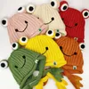 Beanie/Skull Caps Parent-Child Cute Frog Hat Autumn and Winter Warm Sticked Wool Hat Bonhnets For Women and Men Cartoon Fisherman Caps 231128