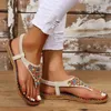 Sandalias Sandalias planas de estilo bohemio para Mujer Verano 2023 Sandalias de gladiador con punta de Clip para Mujer Sandalias de playa de fondo suave de talla grande para Mujer 231129