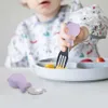 Cups Dishes Utensils Baby Spoon Cartoon Shape BPA Free Food Grade Silicone Stainless Steel Utensil Baby Spoon and Fork Set for Toddler Baby Things P230314