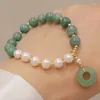 Charm Armbanden Licht Luxe Elegante Parel Sieraden Voor Vrouwen Jade Kralen Armband Ping Een Sluiting Hanger Puur Natuurlijk