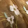 カーテンコーヒーマグノリア刺繍糸ヨーロッパスタイルの爆発スクリーン窓用透明なカーテンリビングルームの寝室のためのチュール