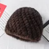 Wide Brim Hats Bucket Winter Womens Mink Fur Natural Real Knitted Cap Fashionable Fluffy Ladies Genuine Beanie Female Black Caps 231128