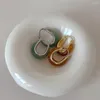 Orecchini a cerchio Minar Semplice Colore marrone verde acrilico per donna Ragazza 14K Oro reale Argento placcato Rame Orecchino geometrico ovale