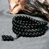 Strand Pierre Naturelle Bracelet Noir Hommes Obsidienne Bracelets 108 Perles Bouddha Chapelet Bouddhiste Stretch 6mm 8mm Bijoux Femmes