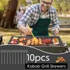 Tools Kabob Skewers Long Stainless Steel Flat For Grilling Heat Resistant Metal Kebab Tool Reusable