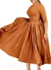 Party Dresses High Waist Women Dress Autumn Fashion Pleated African Elegant Casual Midi Big Size Ladies Robe Elegante Femme