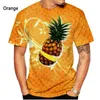 Herr t-skjortor mode rolig frukt ananas män och kvinnor 3D trycker avslappnad kortärmad t-shirt