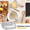 Plates Fridge Cheese Box And Keeper Lid Container Storage With Tray Dish Airtight For Butter Slip Countertop Steel Non Stainless