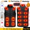 Coletes masculinos 1711 lugares colete aquecido homens mulheres usb jaqueta aquecida colete térmico roupas caça colete inverno jaqueta de aquecimento pretos-6xl 231128