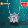 Chokers Neetim 1CT Diamond Necklace för Woman Pendant 925 Silver Pläterad med White Gold Chains Party Bridal Fine Jewelry Gift 231129