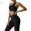 Yoga outfit yushuhua sned en axel som kör sportunderkläder kvinnors gym push up snabb torr fitness bh tight topp kvinnor