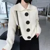 Womens Knits Tees Knitted Cardigan Women Sweater Turndown Collar Chic Big Button Loose Korean Warm Autumn Winter Y2K Coat 231129