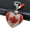 Portachiavi Creative Full Crystal Strass Bandiera nazionale Cuore del Canada Portachiavi Borse da donna Accessori decorativi Pendenti carini