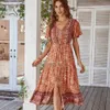 Design And Research Bohemian Vacation Style Dress Summer Short Sleeve Sexy Skirt