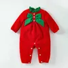 Rompers ankomst jul baby romper outfit röd gröna pojkar flickor jumpsuit xmas år klädfestival slitage 231129