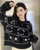 Women's Sweaters designer 2023 Autumn/Winter New Imitation Mink Plush Letter Small Fragrant Jacquard Five Point Star Round Neck Long Sleeve Pullover 26K3