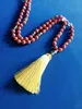 Pendant Necklaces Yoga Jewelry 108 Japamala Mala Beads Knotted Tassel Long Necklace For Women Girls