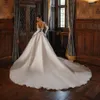 Robe De mariée trapèze plissée en Satin, tenue De soirée élégante, sans bretelles, dos nu, avec traîne, 2024