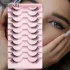 False Eyelashes 10Pairs Half lashes Natural 3D Mink Lashes Wispy Fluffy False Eyelashes Extension Mink Eyelash Makeup Tools Faux Cils maquillaje Q231129