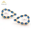Populaire merken Moissanite Diamond Klavertje Vier Designer Fashion Gold Pearl Stud Earring Dames