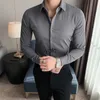 Men's Casual Shirts Men Turn-Down Collar Shirt Long Sleeve Slim Fit Button Down Wedding Dress White Gray 5XL 6XL 7XLyolq