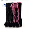Boots 14cm Leather Platform Women Knee High Lace Up Sexy Heels Autumn Woman Shoes Winter Size 3443 231128