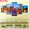 Stitch 5 Pieces Chicago City nightscape 5d diy diamond Painting 3d pictures scenery full square/round diamond embroidery home decor