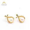 Popular Brands Moissanite Diamond Four-Leaf Clover Designer Fashion Gold Pearl Stud Earring Women