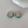 Orecchini a cerchio Minar Semplice Colore marrone verde acrilico per donna Ragazza 14K Oro reale Argento placcato Rame Orecchino geometrico ovale