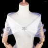 Scarves Rhinestone Decor Shawl Elegant Bridal Sheer Mesh Embellished V Neckline For Wedding Prom Special Occasions