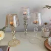 Rétro lampe de Table forme rayure verre bougeoir romantique décoration de la maison ornements Ins Style café personnalité chandelier 210722283L