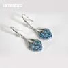 LETMEXC Aquamarine Zircon Retro Fashion Classic Sier Heart-Shaped Hollow örhängen