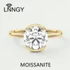 Bagues de cluster Lnngy 6.5mm demi-lunette moissanite bague solitaire pour les femmes exquises 925 argent sterling affleurant bandes de mariage bijoux