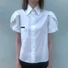 Designer women's clothing 20% off Academy Triangle Label Blossom White Shirt Summer Small Style Design Sense Sleeve Top