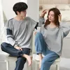 Vêtements de nuit pour hommes longs vêtements amples hommes couple maison 2024 pour pyjama manches pyjama coréen porter salon ensembles homewear coton femmes automne