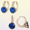 Cxwind Gold Blue Crystal Earrings Fashion Wedding Jewelry Colorful Women039s 10KT CZ Zircon Baby Piercing Hoop Earrings Bijoux6900335